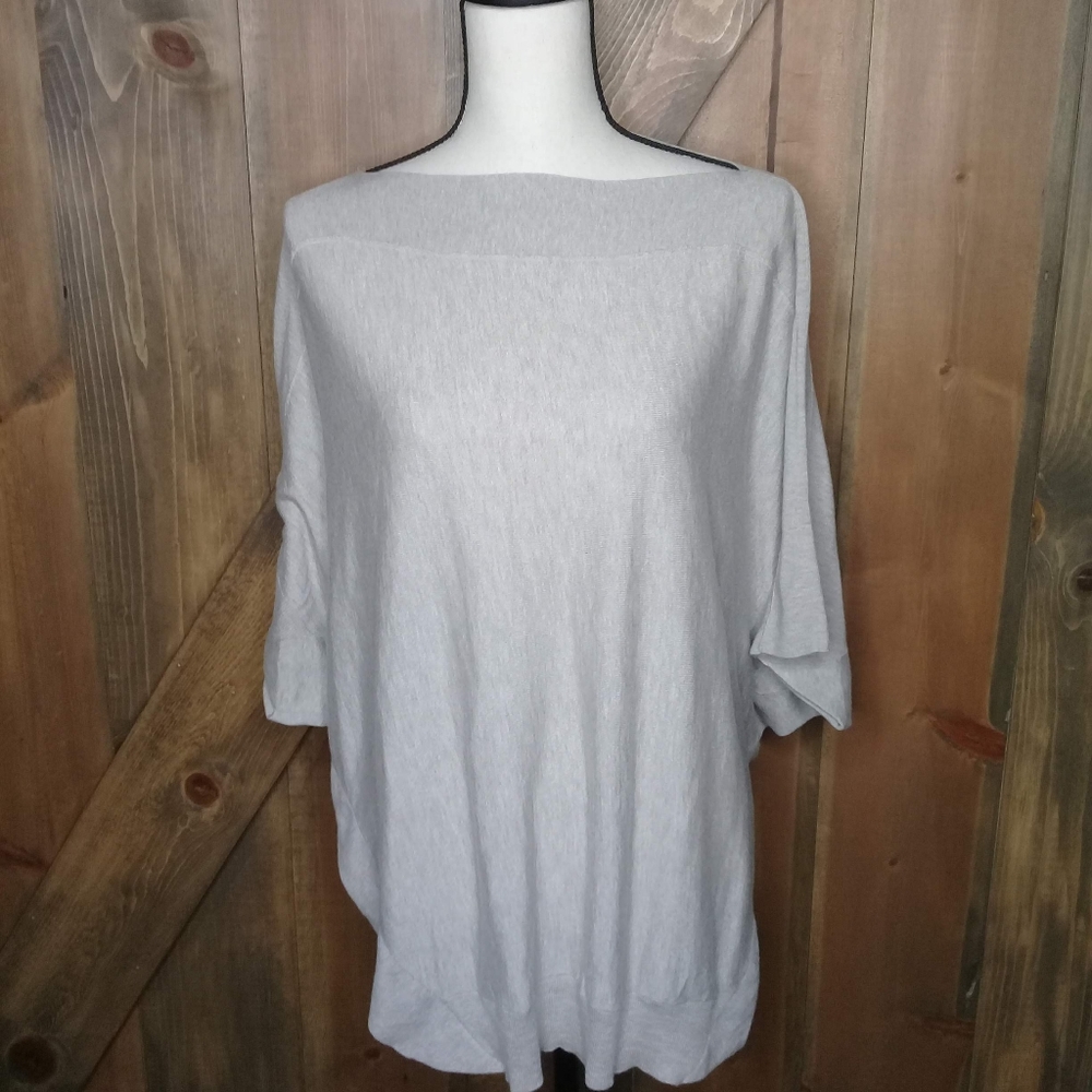 Splendid Oatmeal Batwing Boat Neck Lightweight Tunic Blouse Small